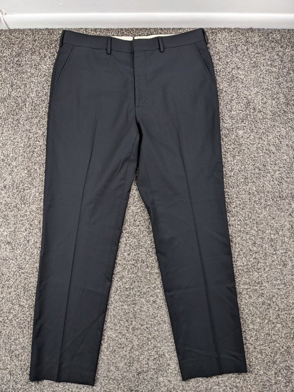 Ralph Lauren Purple Label Dress Pants Wool Flat Front Black 34x31 Italy Made